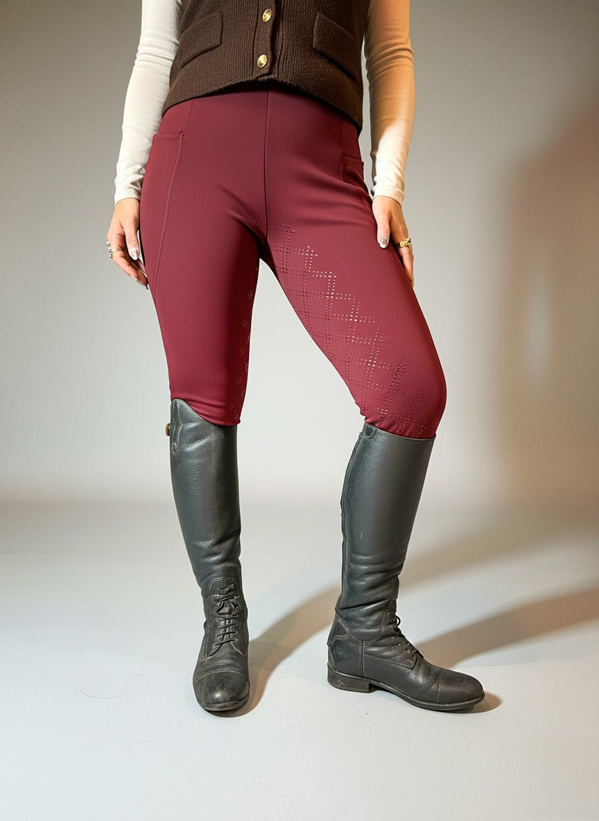 PANTALON POLAIRE D’ÉQUITATION ÉQUIWARM™ – BORDEAUX
